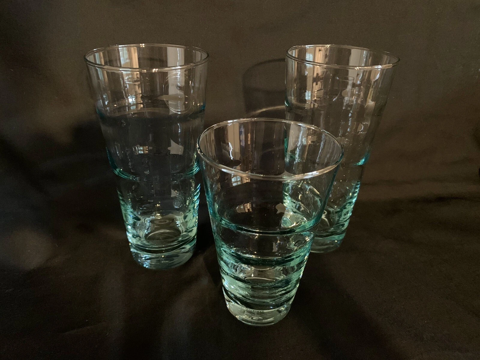3 VTG Libbey Saturn Ripple Optic Glasses Sizes 6 5 8” (2) And 5 1 4” (1)