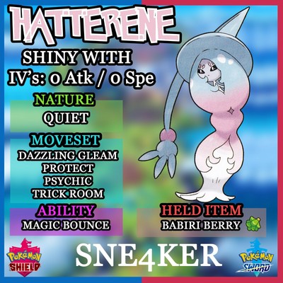 Hatterene Pokemon Sword Shield Shiny Quiet Trick Room Fast Delivery Ebay