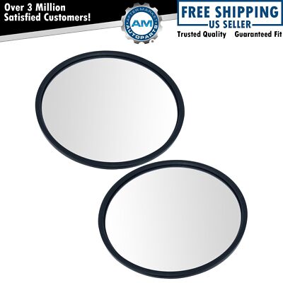 8.5'' Round Convex Steel Mirror Pair Set Black Center Stud w/ Mounting Bracket