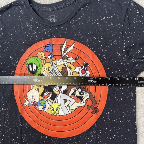 Looney Tunes T-Shirt Medium Black White Splatter Bugs Taz Marvin - Picture 5 of 7