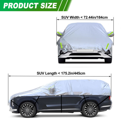 173"-205'' Half Car Covers All Weather Protection Fit For Sedan Hatchback SUV US - Picture 16 of 17