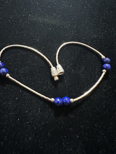 Brazalete de lapislázuli líquido de plata de ley de 7 pulgadas - Imagen 1 de 7