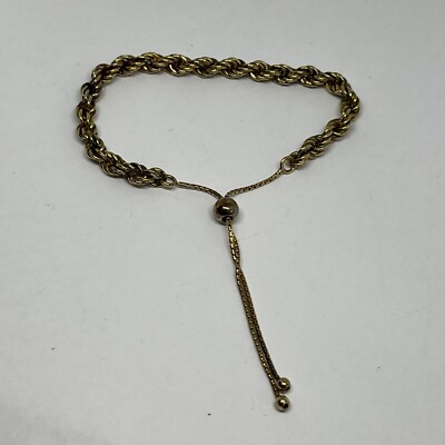 Vintage 925 Milor Italy Gold Plated Rope Chain Adjustable Bolo