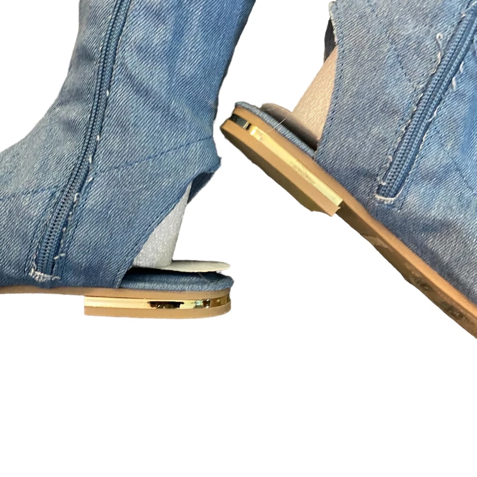 NOVO NA CAIXA Botas Femininas BAMBOO Tamanho 5.5 Jeans Sobre Joelho Alto CURE-09M Biqueira Aberta - Imagem 4 de 4