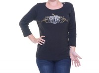 Karen Scott Deep Black 3/4 Sleeve Top Size M on sale Karen Scott Deep Black 3/4 Sleeve Top Size M on sale