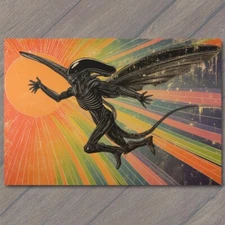 Art Print Alien Rainbow Winged Black Monster Weird Creepy Scary Unusual Strange
