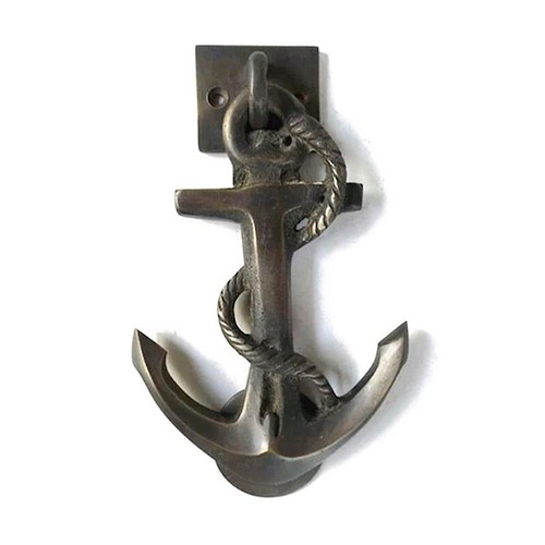 ANCHOR & rope heavy pure 100% Brass Door Knocker 7" rope vintage style - Picture 2 of 6
