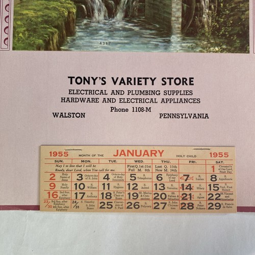 Tonys Variety Store 1950s Advertising Calendars Walston PA Punxsy Area Vintage - Picture 7 of 13