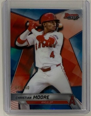 2025 Bowman's Best Christian Moore Top Prospects Blue Refractor #/150 Angels