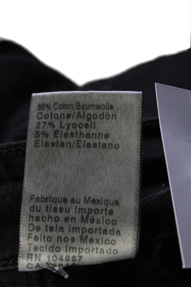 Pantalones informales AG para mujer de tiro medio bolsillos delanteros planos pierna recta negros talla 29 Foto 4 de 4