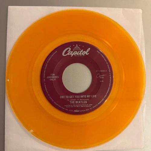 The Beatles Got to Get You Into My Life Yellow 7" Vinyl Single Capitol Colored