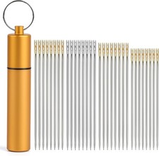 40-Pack Self-Threading Sewing Needles   Stainless Steel Darning Needles w/ Cas
