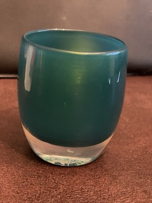 Glassybaby Strength Believe or Aqua Verde? Blue Green Glass CandleHolder PreTRIS