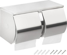 Double Roll Toilet Paper Holder Dispenser W/ Shelf Storage 2-Roll Commercial