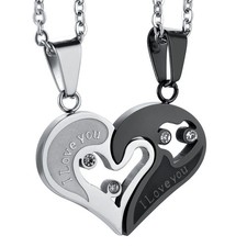 Jstyle Valentines Day Gifts for Her/Him Stainless Steel Mens Womens Black 