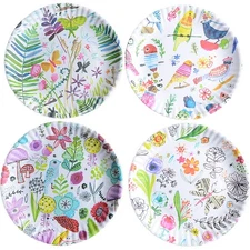 One Hundred 80 Degrees Melamine Dinnerware Luncheon Plate - Set of 4 Motifs
