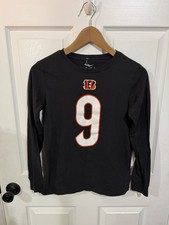 Nike Cincinnati Bengals 9 Joe Burrow Youth Long Sleeve Shirt Size M 10/12 