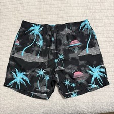 Burnside Men's Palm Tree Print Swim Shorts Size Large