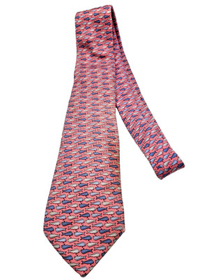 Vineyard Vines Tie Mahi Mahi Dolphin Head 100% Silk Pink Blue Gray