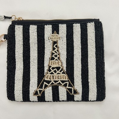 Sincerely Jules Eiffel Tower Paris Beaded Travel Pouch Wristlet Bag Viral