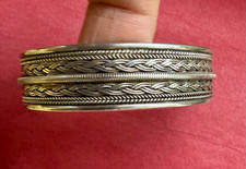 lourd Bracelet Argent Massif Vintage - ouvragé tressé - 38 Gr A fondre A porter