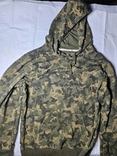 The Black Dog Mens Green Long Sleeve Lightweight Camo Pullover Hoodie Size M