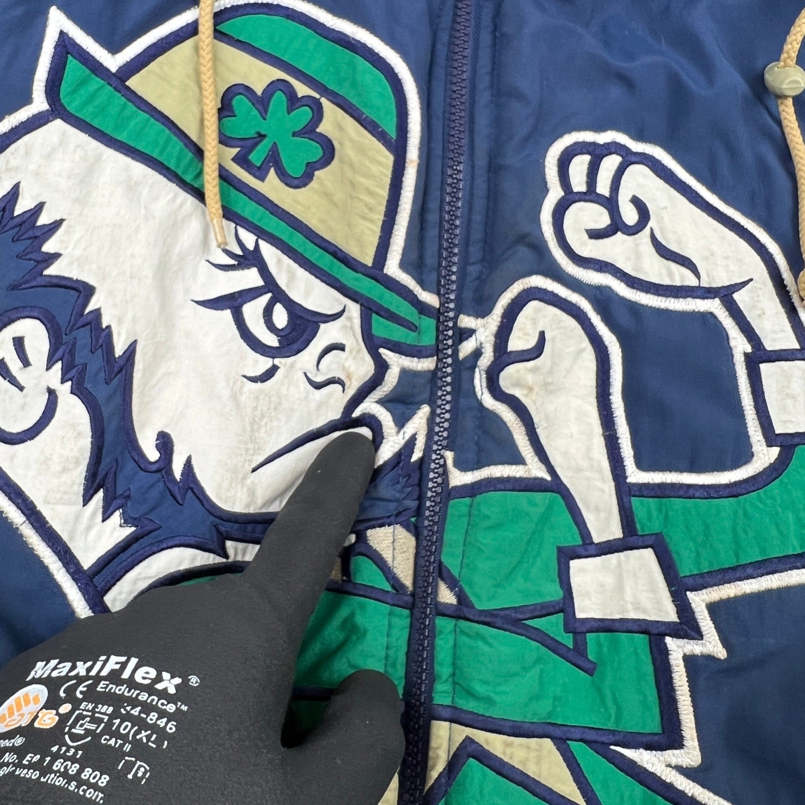 Vtg Starter Notre Dame Fighting Irish Puffer Jacket Mens Medium Blue 90s image 7