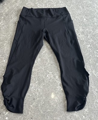 Fabletics PureLuxe Twist 7/8 Leggings Black L UPF 50+ Pocket Moisture-Wicking