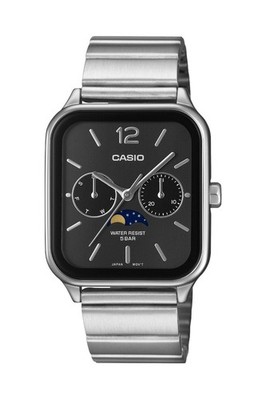 CASIO MTP-M305D-1AJF Moon Phase Men's Watch Black Dial Stainless Silver JDM