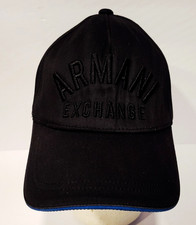 A|X ARMANI EXCHANGE Logo Patch Baseball Cap Black Embroidered Pattern Adjustable