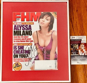 Alyssa Milano autographed signed sexy 2004 FHM magazine cover custom framed JSA