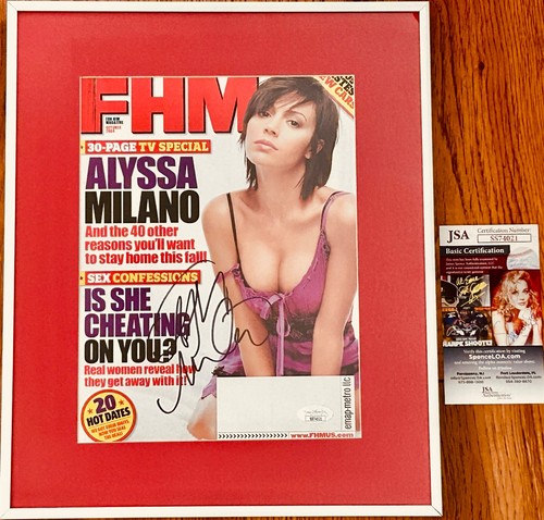 Alyssa Milano autograph signed 2004 FHM magazine cover custom framed JSA Charmed