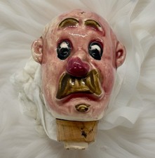 Vintage Ceramic Drunk Bald Man Decanter Bottle Stopper Barware