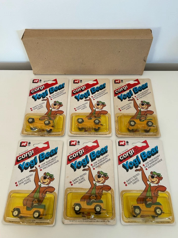 CORGI JUNIORS - Yogi Bear in Jeep - # 82 - 1981 Dealer Box Of 6. Please Read! - Image 2 of 4