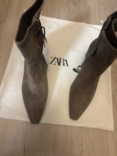 Zara Stiefeletten Stiefel Grau Wildleder Echt Leder Taupe Neu!! Braun Gr. 40