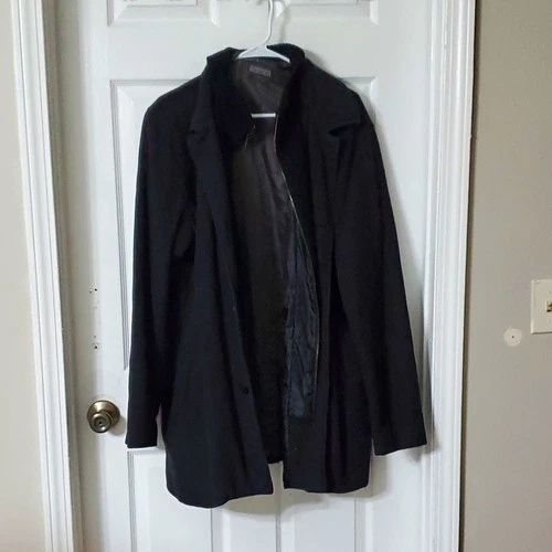 Kenneth Cole Reaction Men's Black Cotton Blend Overcoat Zip/Button L video thumbnail