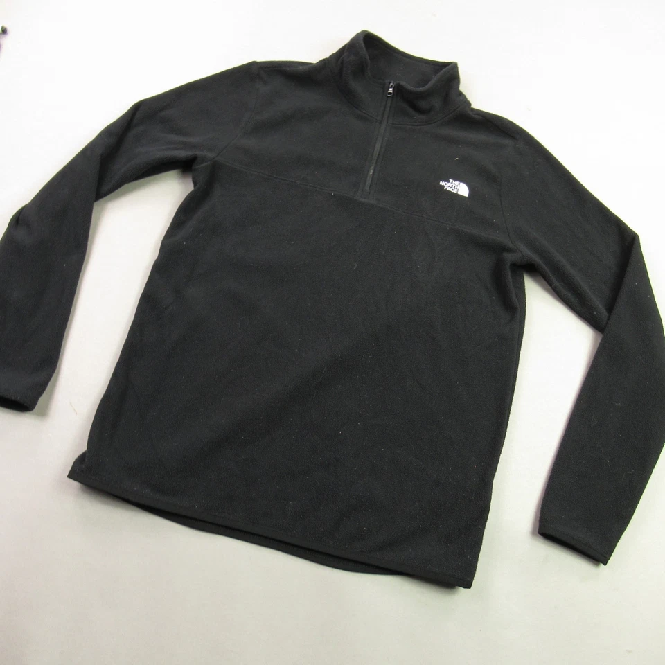 Suéter North Face Para Hombre Mediano Manga Larga 1/4 Cremallera Negro Pullover Ligero Foto 2 de 4