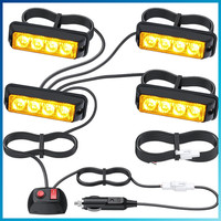 4X Led Frontblitzer Warnlicht Stroboskop 18 Blinkmodi IP65 12/24V Orange