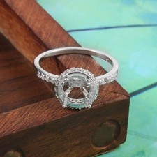 Sterling Silver 8 mm Round Semi Mount Ring Setting Engagement Ring CZ Setting