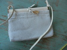 VINTAGE Whiting and Davis MESH PURSE White ART DECO Evening Bag CROSSBODY MCM