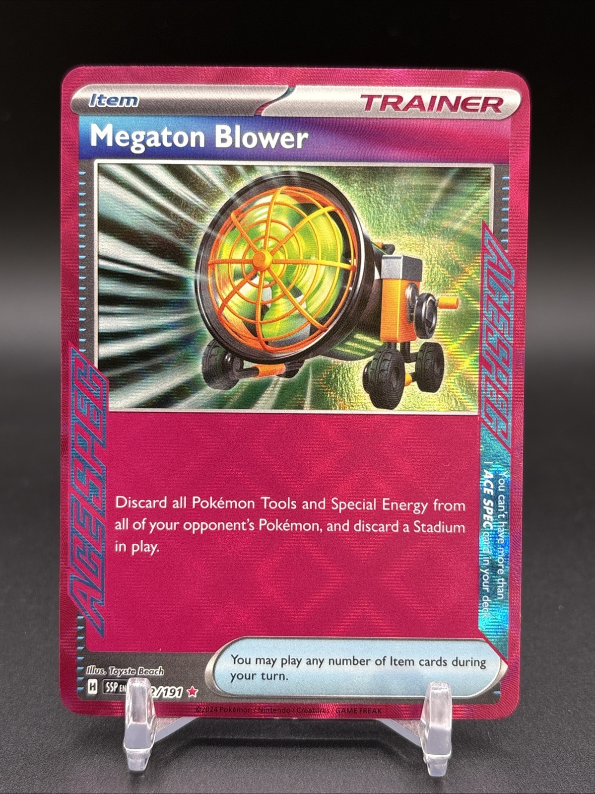 Pokemon TCG Megaton Blower 182/191 Ace Spec Rare Surging Sparks NM/M