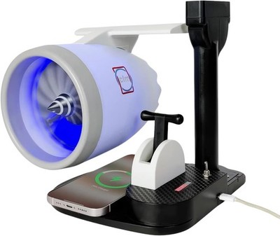 Jet Engine Fan Model Desk Gadget W/ Wireless Charger Turbofan Engine Model