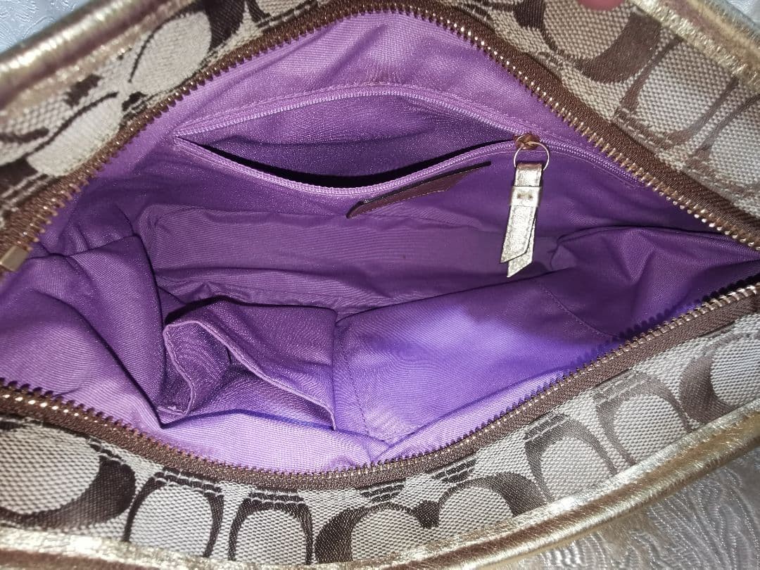 COACH Shoulder Bag Purse Patchwork Signature Gold… - image 10