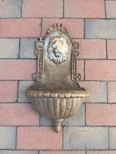 Antique Cast Iron Lions Head Wall Planter French OutDoor Garden Patina 20” Rare