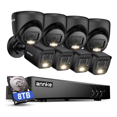 ANNKE 8CH 1080P H.265+ Security Camera System 3K Lite CCTV DVR Outdoor AI Kits