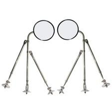 2pcs Stainless 8 Hood Mirror W Tri-pod Bracket Arm For Trucks School Buses
