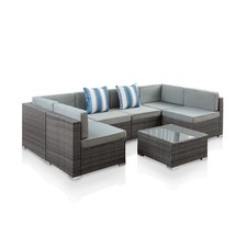 Rattan Patio Garden Sofa Settee Set Furniture with Cushions Corner Outdoor