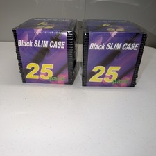 2 25-Pack Slim Jewel Cases CD DVD 50 Slim Black Cases