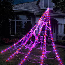 Halloween Spider Web Lights 250 LED Lighted Spider Web Giant 16.4Ft Halloween De