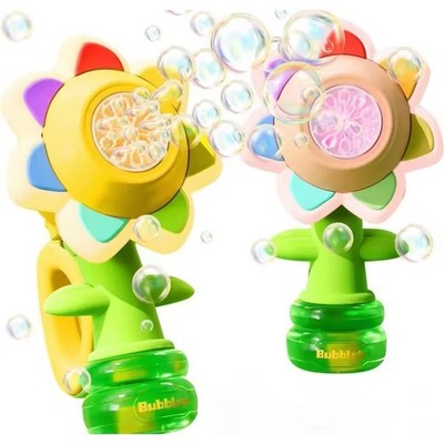 WHD Seven Sunflower Bubble Machine Toy w/ LED Lights USB Rechargeable